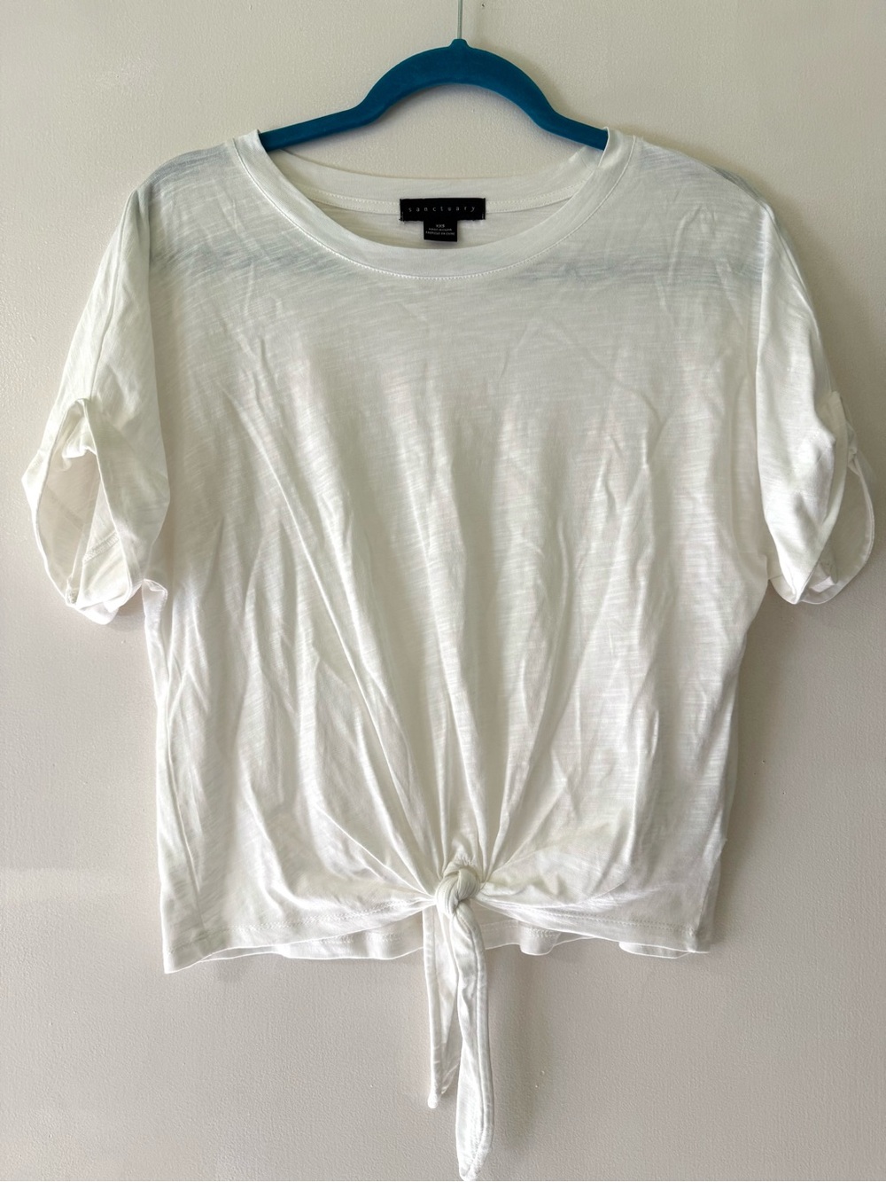Sanctuary White Tie-Front Short Sleeve Tee
